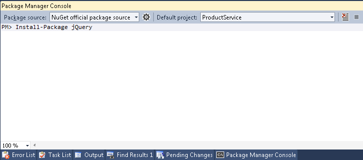 nuget install package